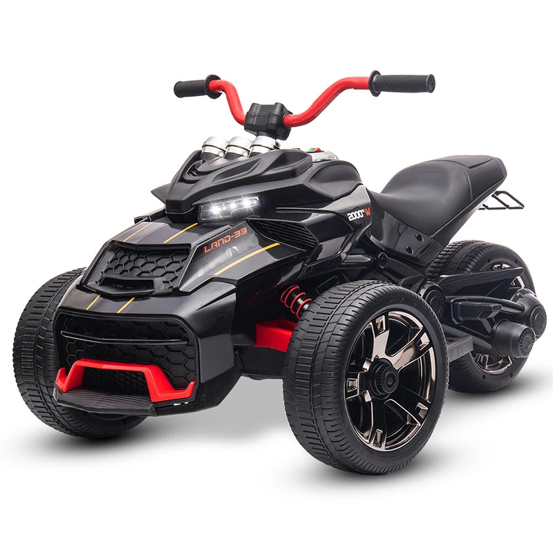 12V Kids ATV Ride On Three Wheel Electric Toy For 3 To 8 Years Lights Music