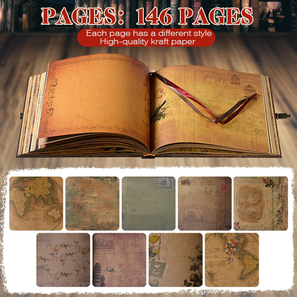 Our Adventure DIY Handmade Photo Album Scrapbook Retro Kraft 146 Pages Gift