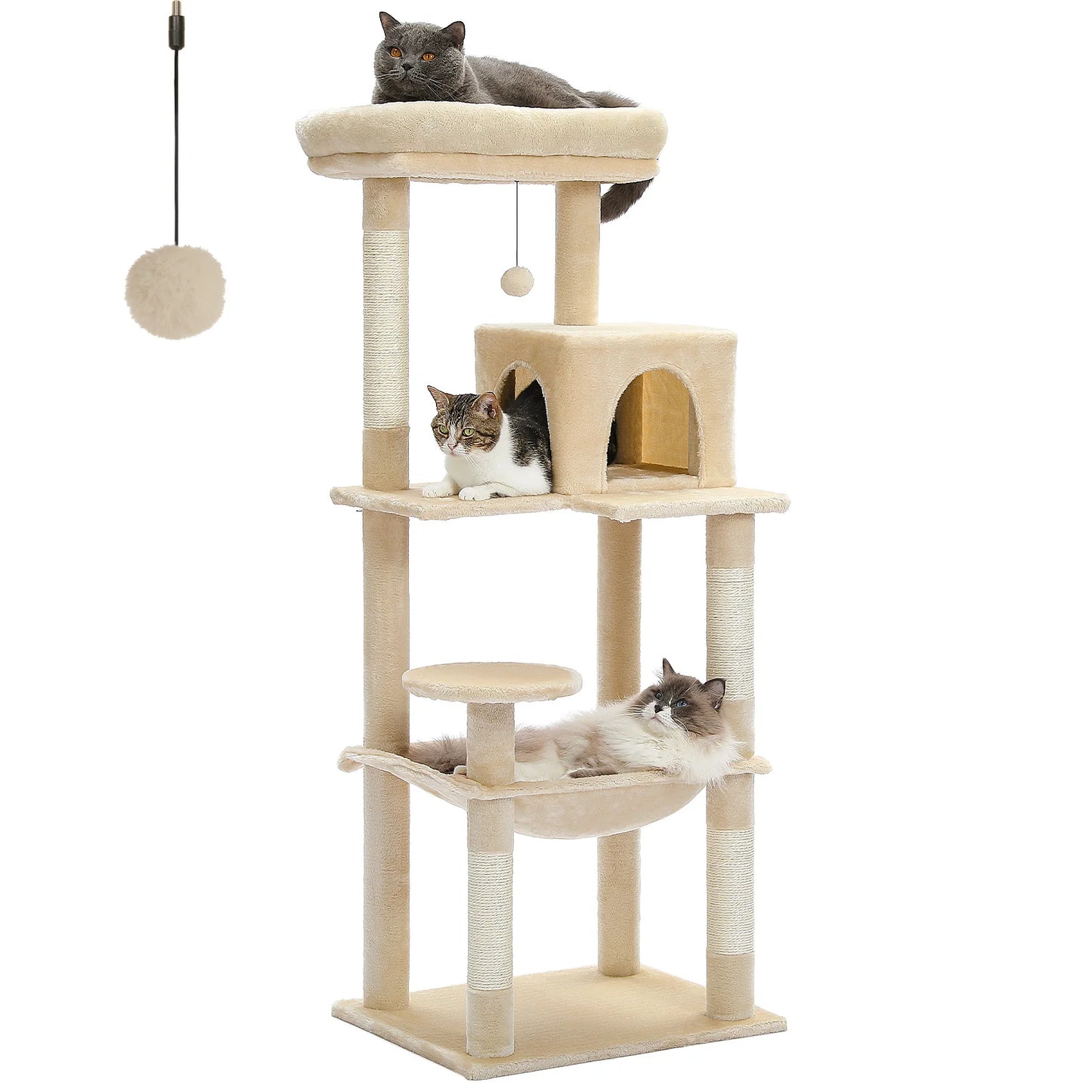 PAWZ Road 5 Level Cat Tree for Indoor Large Cats With Hammock and Sisal Posts