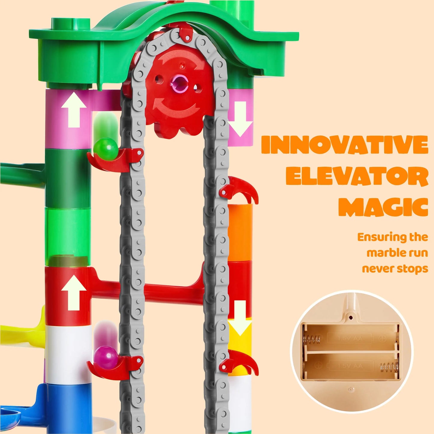 Joyfy 236 Pcs Glowing Marble Run With Motorized Elevator STEM Toys Set Ages 4 8