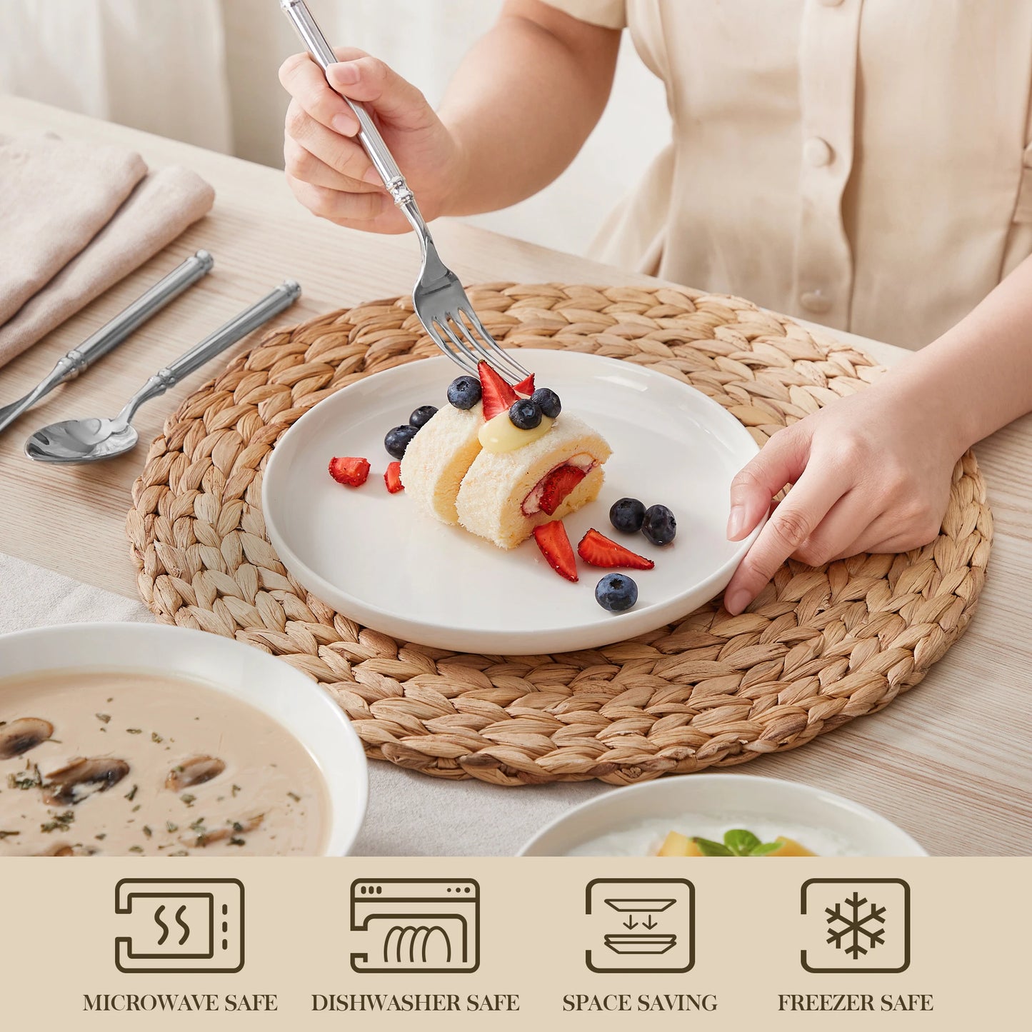 Malacasa 12 16 18 24 Piece Porcelain Dinnerware Set With Plates And Bowls