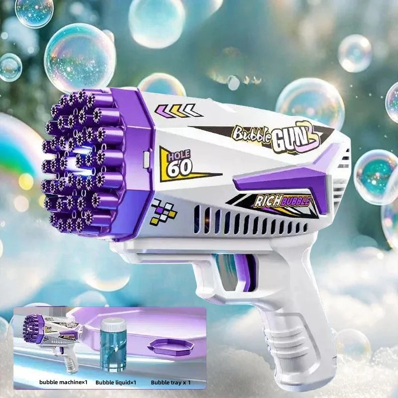 Rechargeable Bubble Gun With Large Capacity And Colored Lights Indoor Outdoor