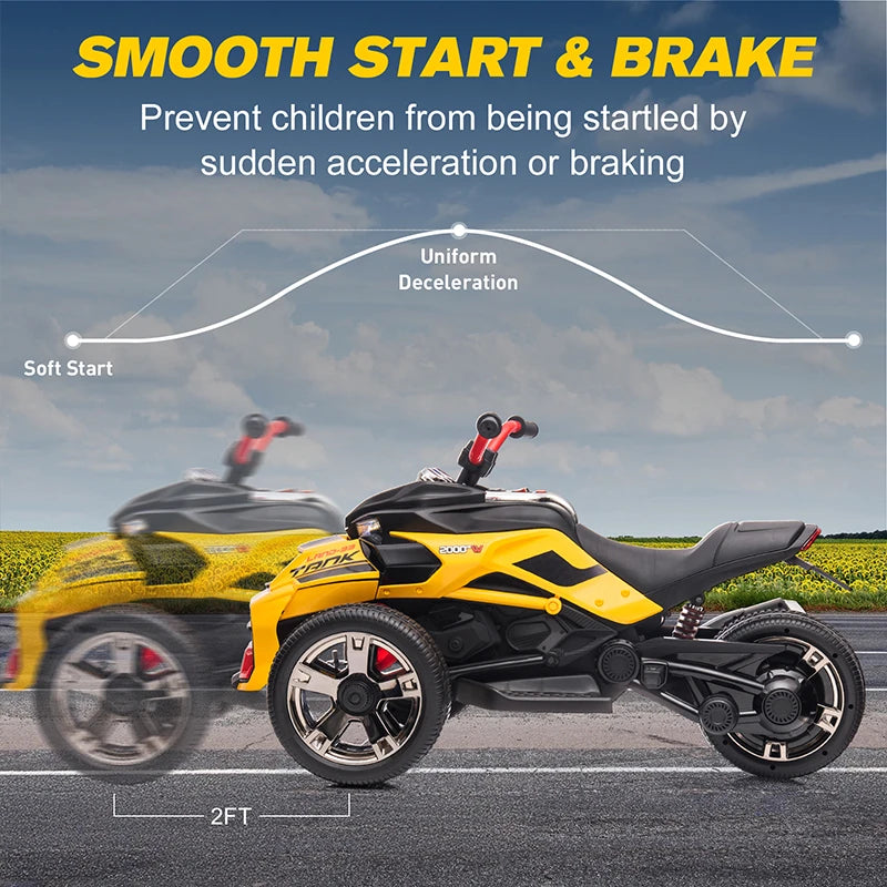 12V Kids ATV Ride On Three Wheel Electric Toy For 3 To 8 Years Lights Music