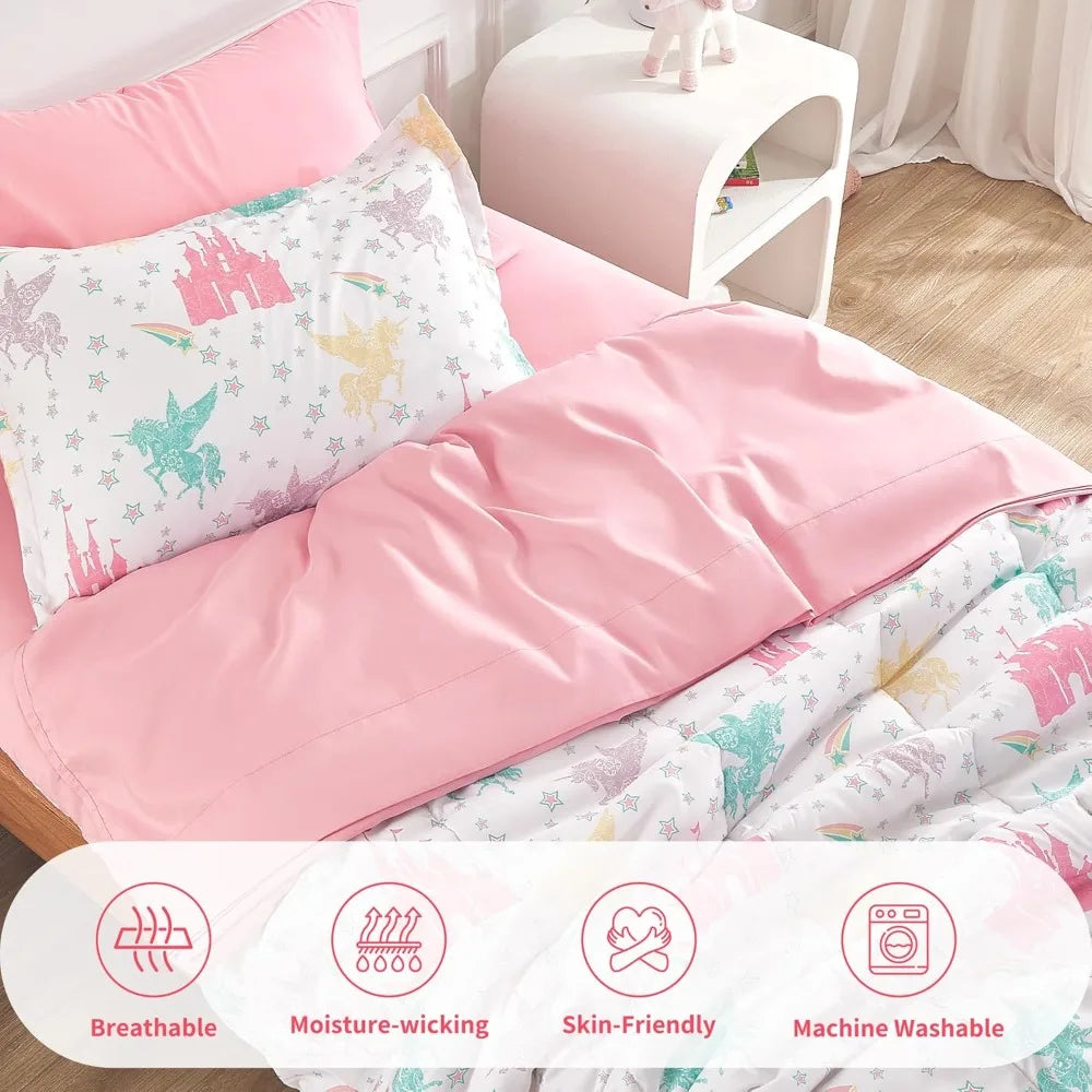 7 Piece Kids Comforter Set Queen Full Size Bed In A Bag All Season Microfiber