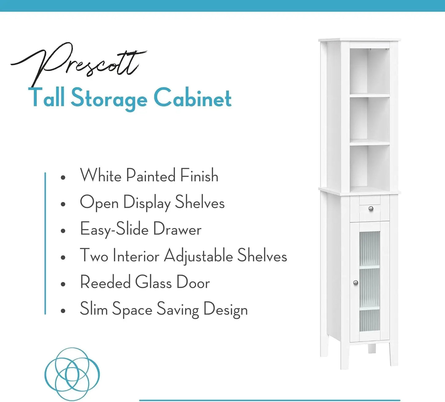 Slim Tall Bathroom Storage Cabinet With Glass Door And Shelves For Bathrooms