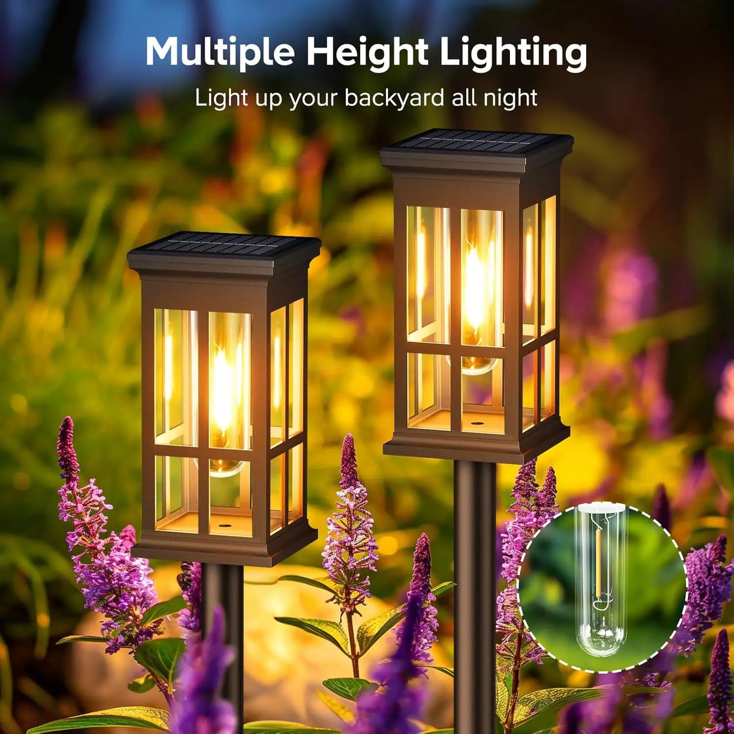 2 6 8 Pack Solar Pathway Lights Outdoor LED Path Lighting For Patio And Sidewalk