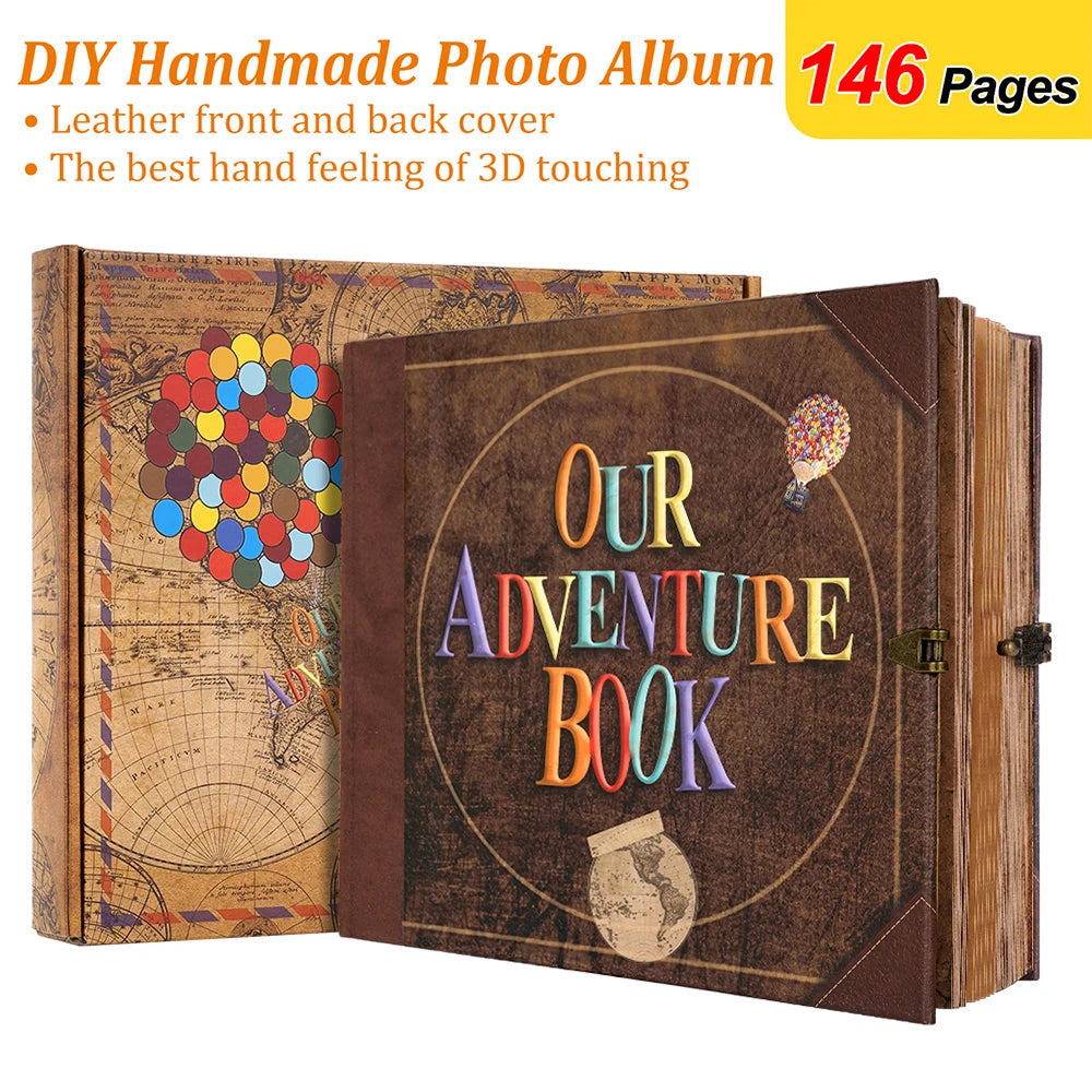 Our Adventure DIY Handmade Photo Album Scrapbook Retro Kraft 146 Pages Gift