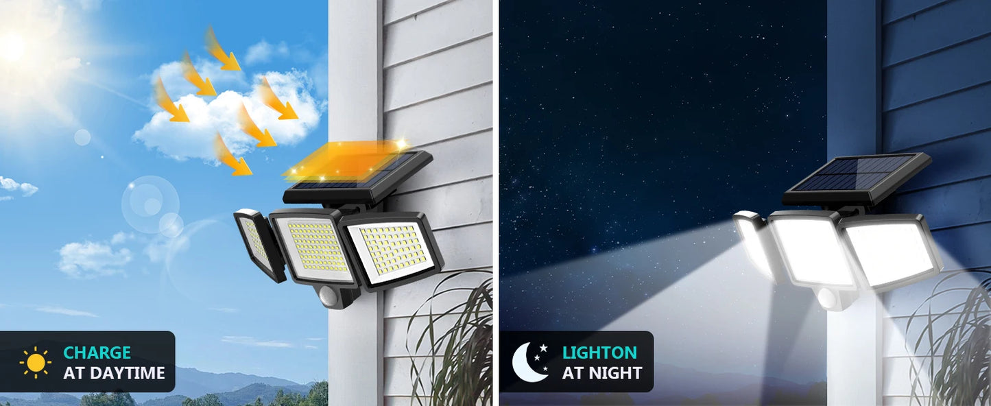 3 Pack Outdoor Solar Lights Motion Sensor Security Lights For Porch Garage Yard