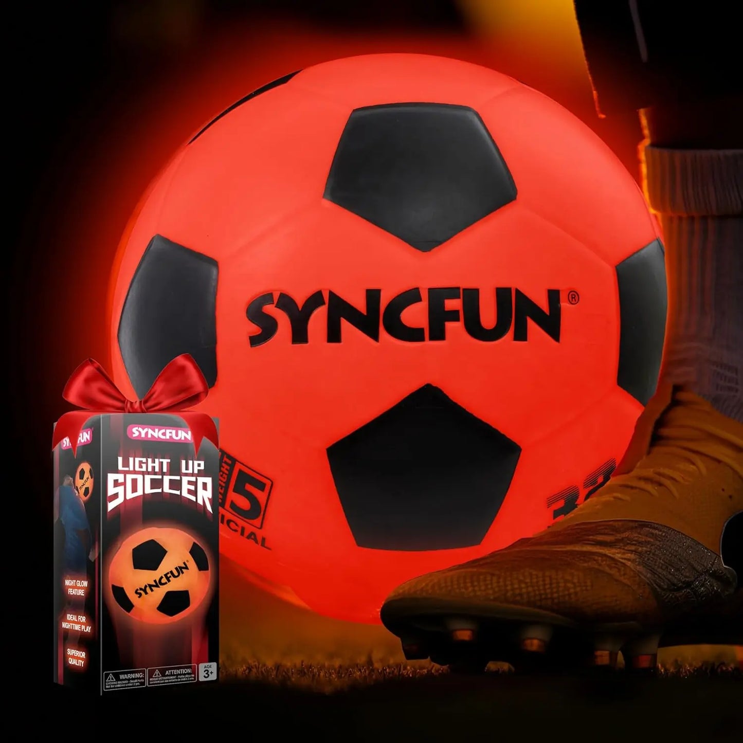 Joyfy Glow In The Dark Soccer Ball Light Up Night Play For Teen Boys Gifts