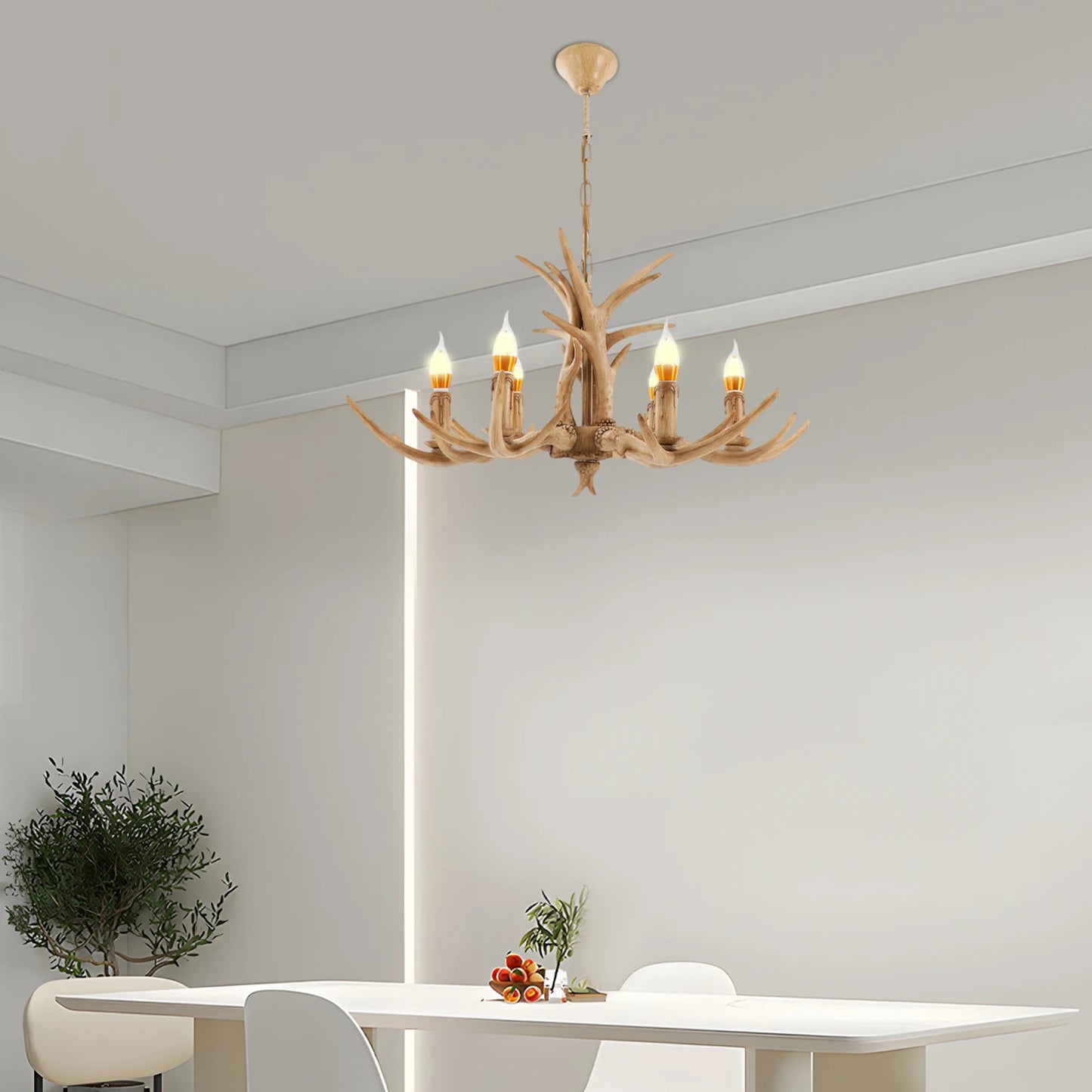 Six Light Adjustable Antler Chandelier Ceiling Light Fixture For Dining