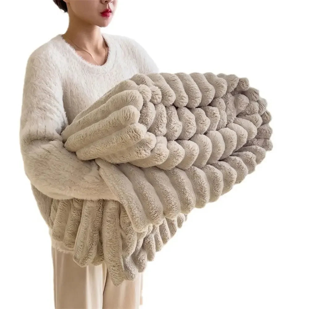 New Double Sided Warm Blanket Breathable Throw Solid Color Cotton