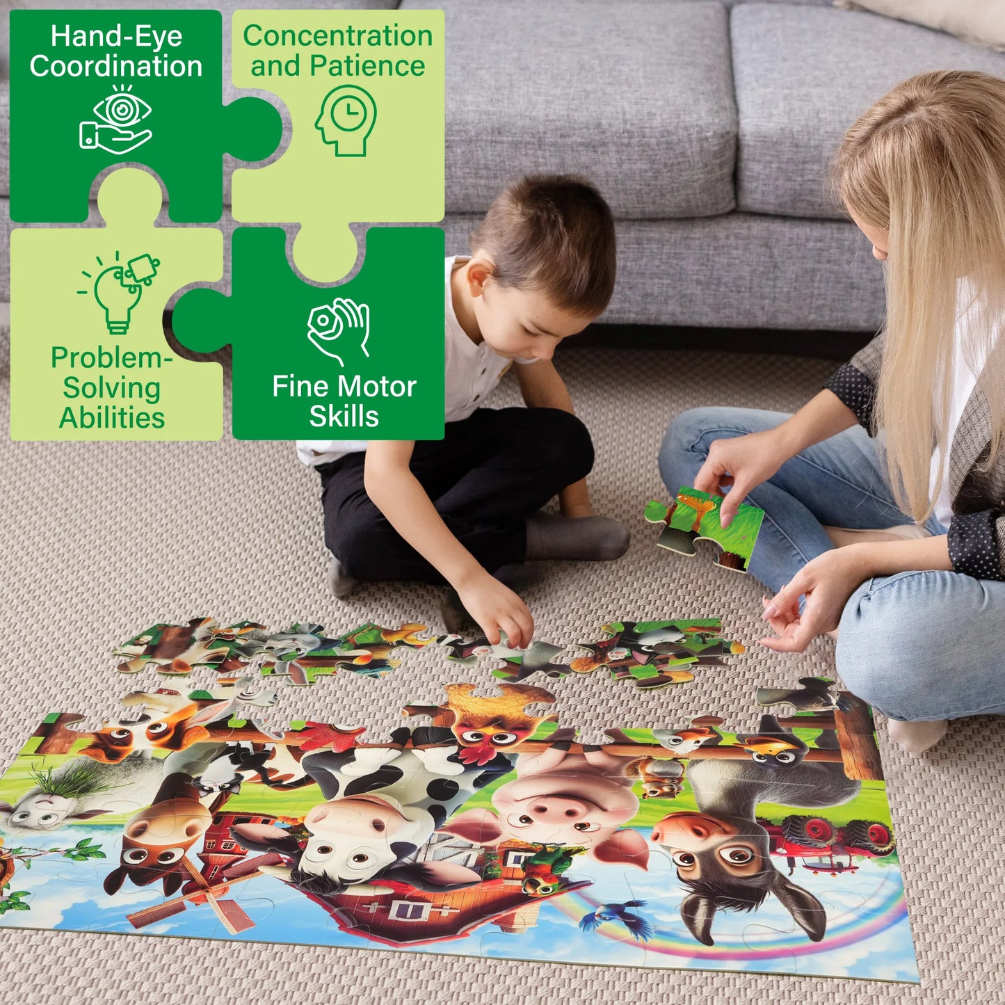 Floor Puzzles for Kids 48 Piece Farm Animals Ages 3 to 6 Large Jigsaw Gift