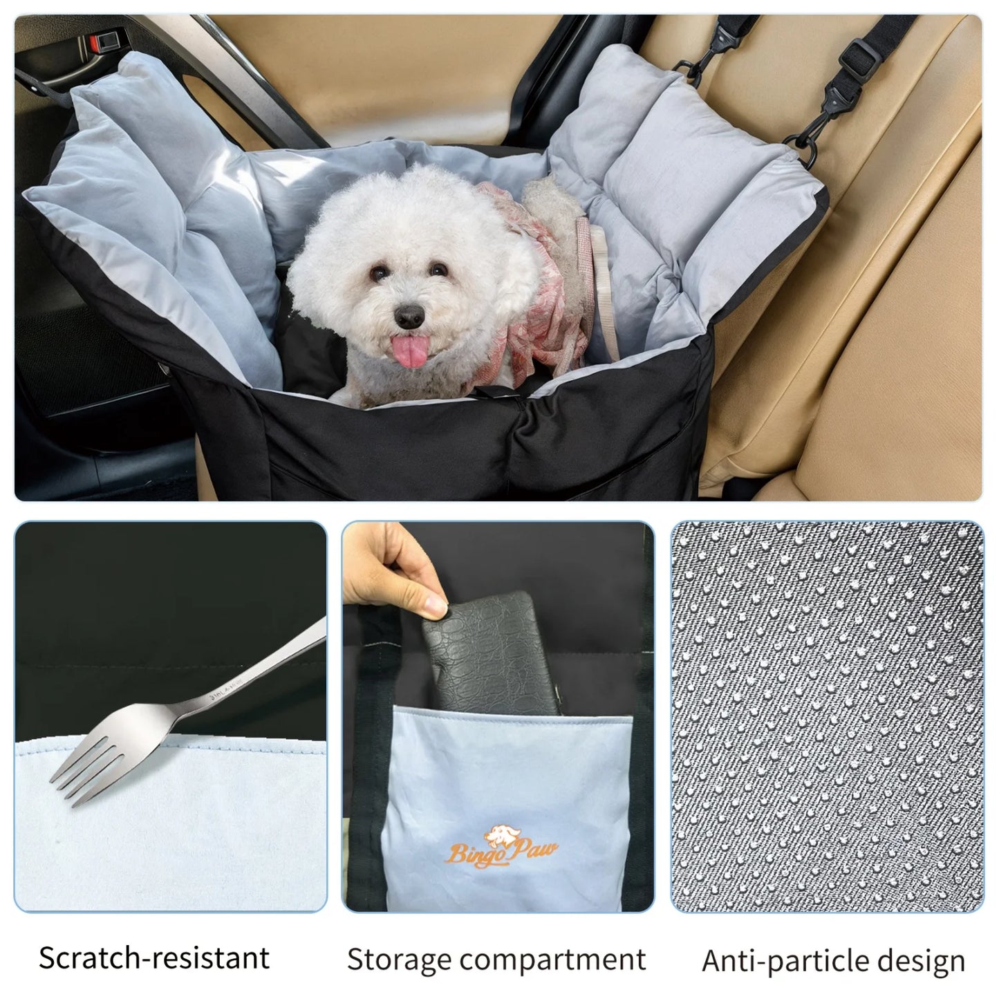 Ultra Soft Dog Car Seat For Small Dogs Up To 22 Lbs Booster Travel Carrier Bed