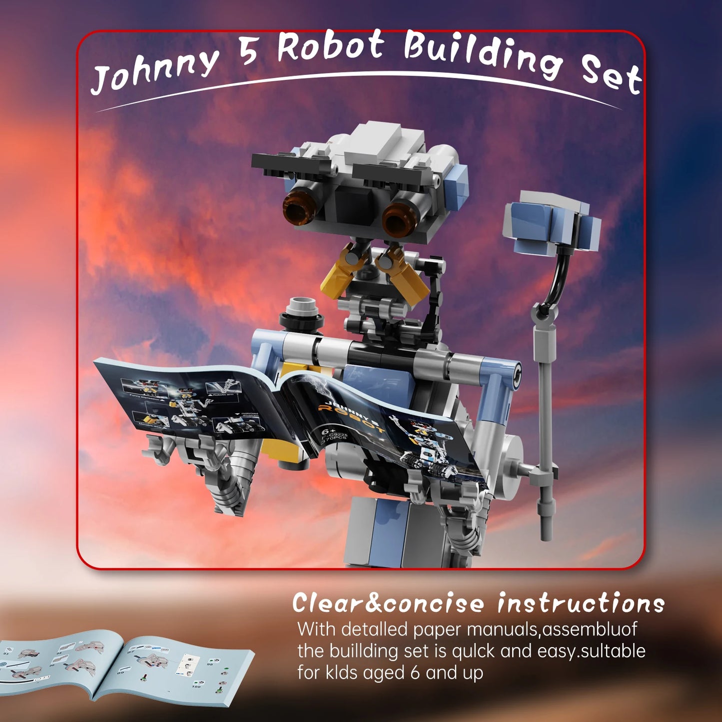 Johnnys 5 Robot Building Blocks Set Military Robot Model Toys For Kids Gifts