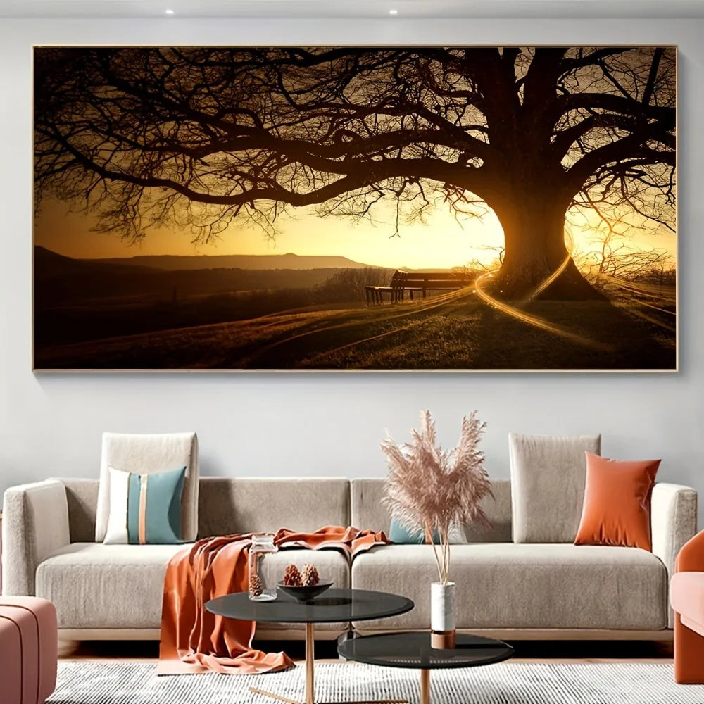 Modern Forest Landscape Oil Painting Art Print With 1.5 Inch Thick Pine Frame