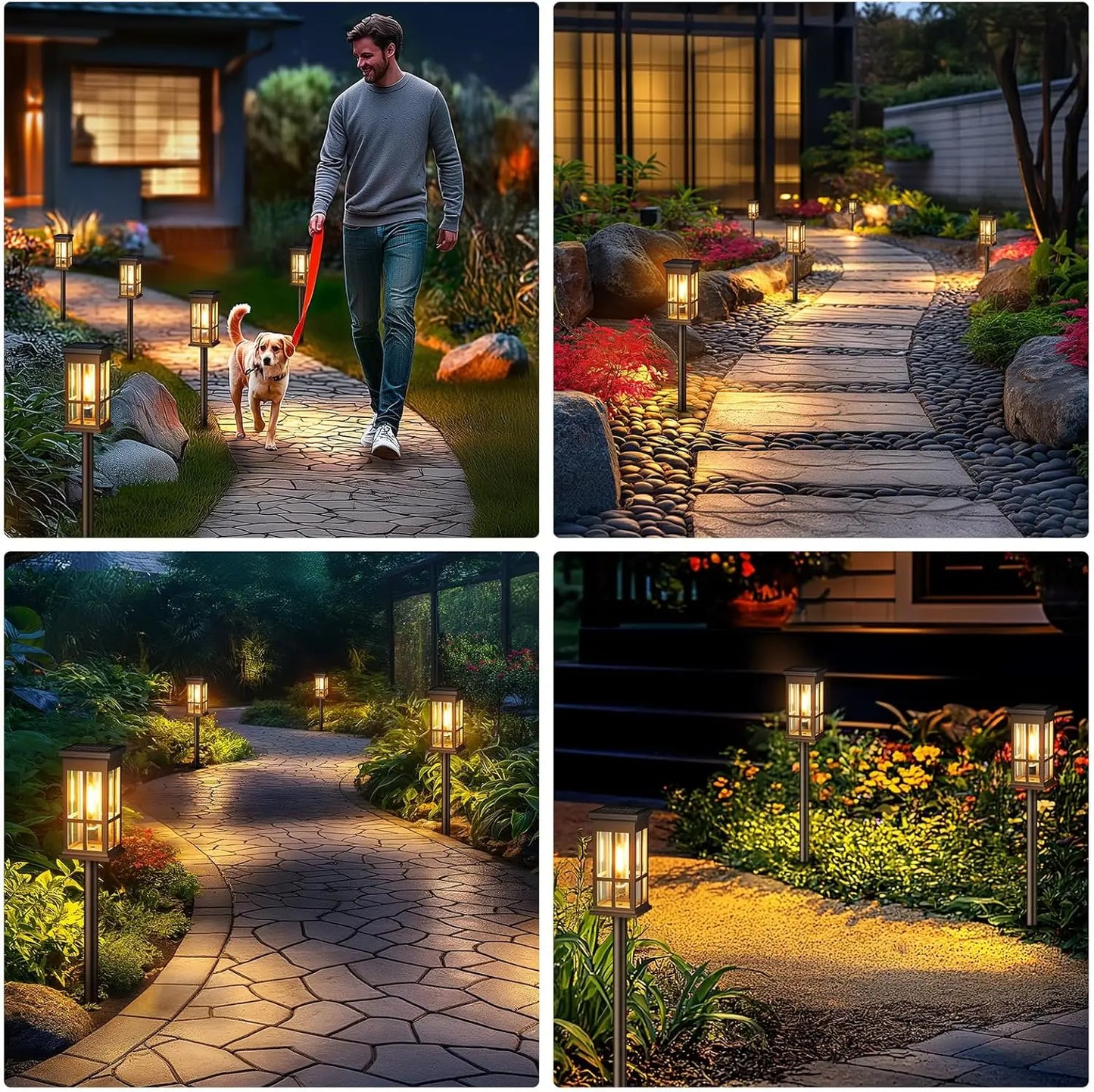 2 6 8 Pack Solar Pathway Lights Outdoor LED Path Lighting For Patio And Sidewalk
