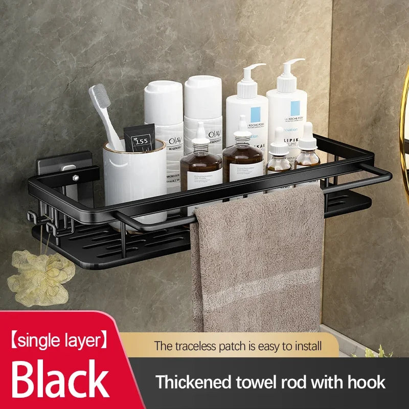 Double Tier Stainless Steel Anti-Rust Bathroom Shower Storage Rack with Suction Cups