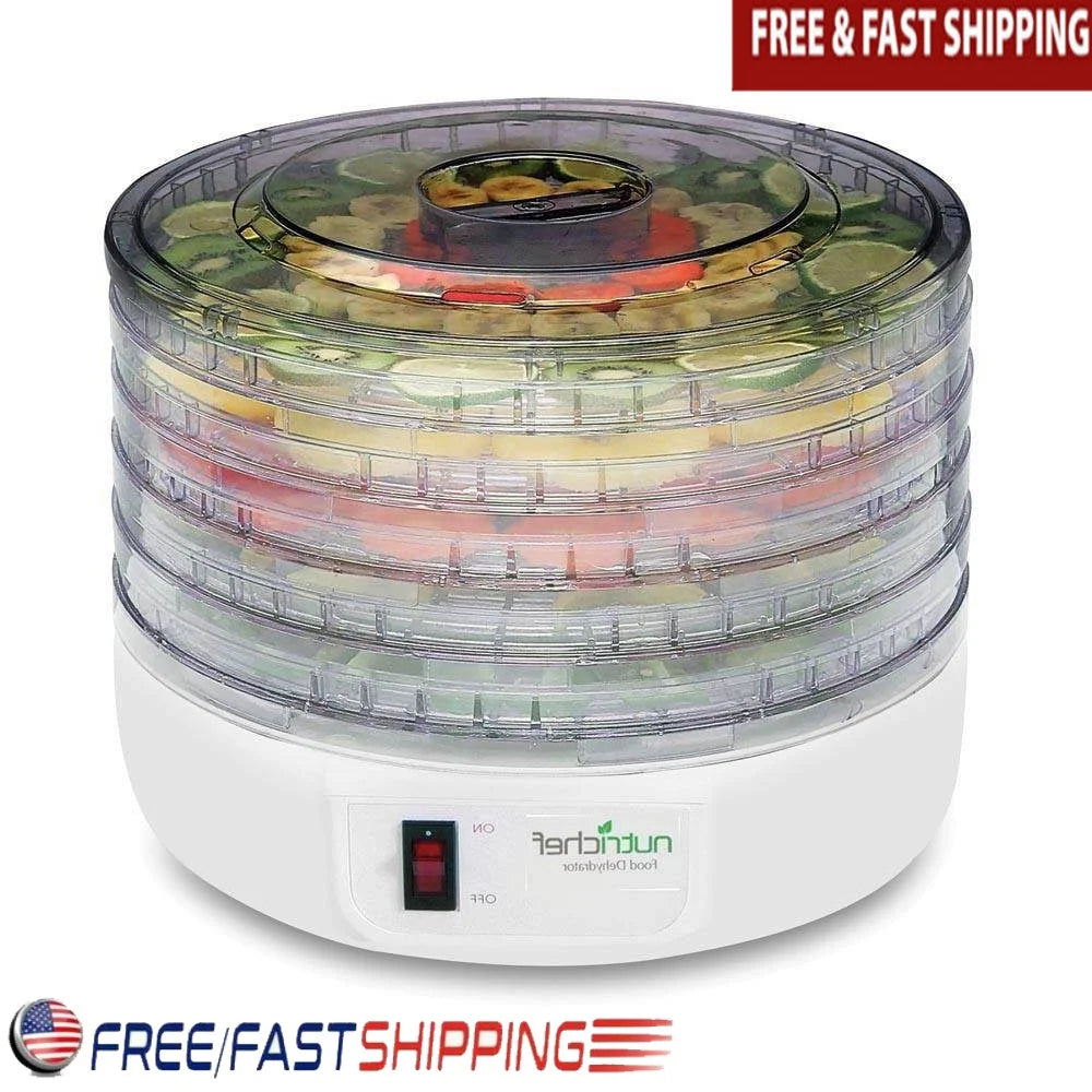 Electric Food Dehydrator 5 Trays Multi Tier Kitchen Appliance Single Button