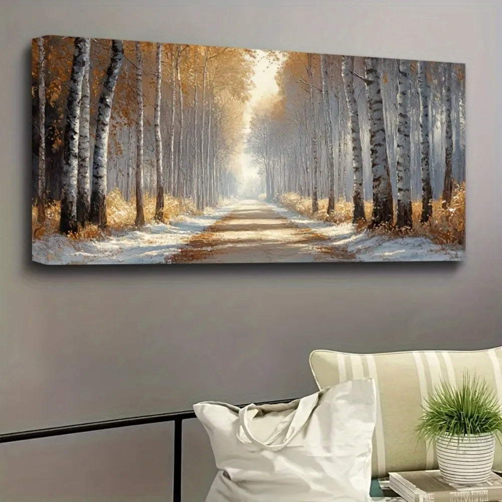 Panoramic Forest Wall Art With Pine Solid Wood Frame Interior Decor