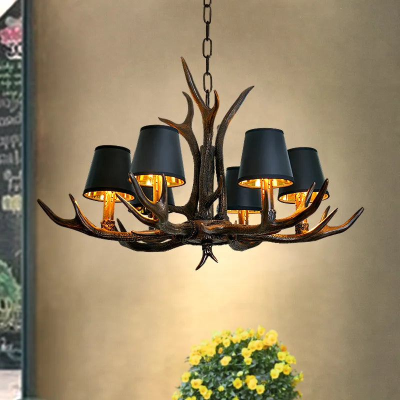 American Retro Restaurants Cafes Bars Artistic Creativity Deer Antlers with Lampshades Indoor Home Decoration Lights