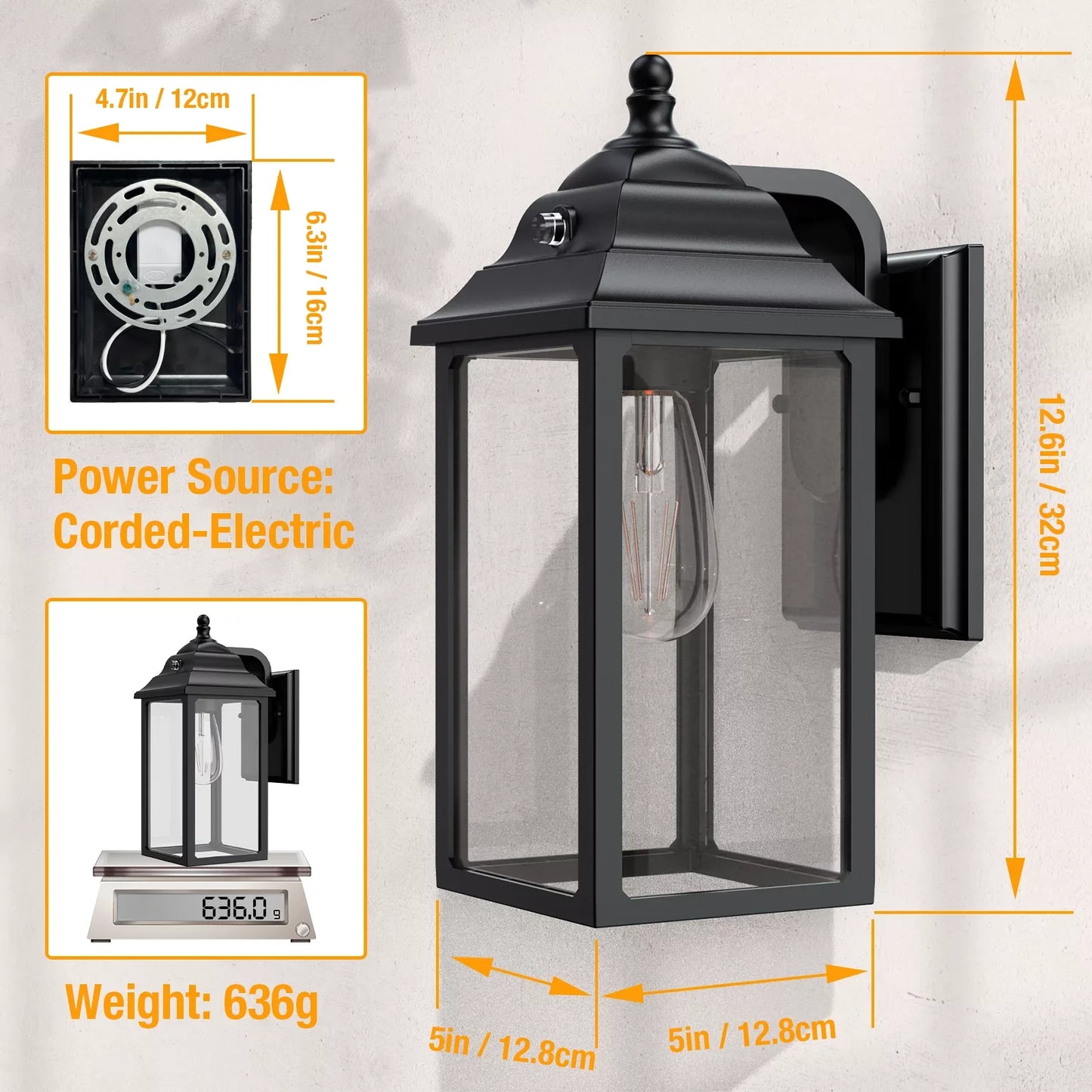 Outdoor Wall Sconce Lights Two Pack Black Lanterns For House Garage Patio