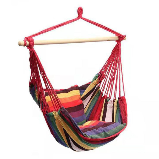 Portable Hammock Chair With Colorful Stripe Design Indoor Hanging Rope Swing