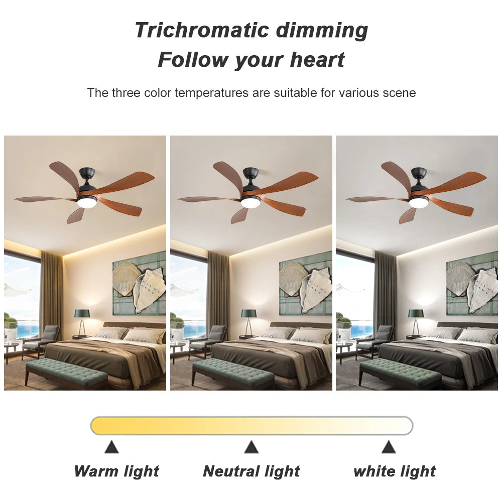Sofucor 52 Inch 5 Blade Ceiling Fan With LED DC Motor 6 Speed Remote Control