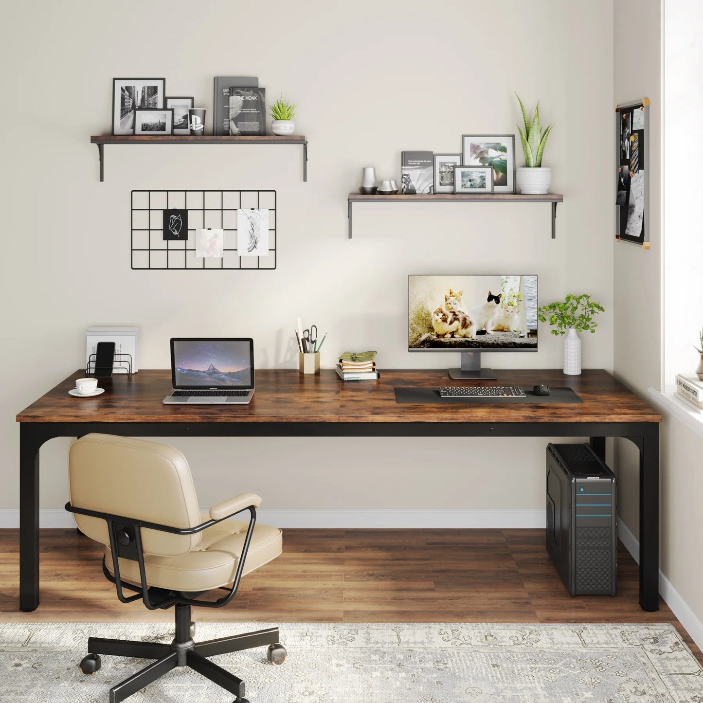 Tribesigns 78.7 Inch Double Computer Desk for Home Office 2 Person