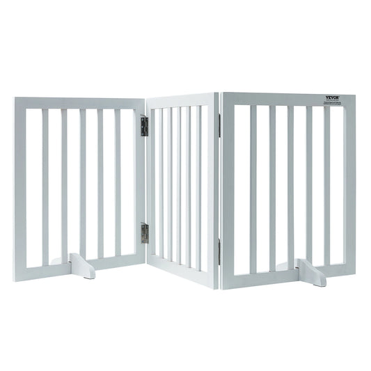 SucceBuy Free Standing Dog Gate 3 Panel Foldable Barrier For Narrow Passages