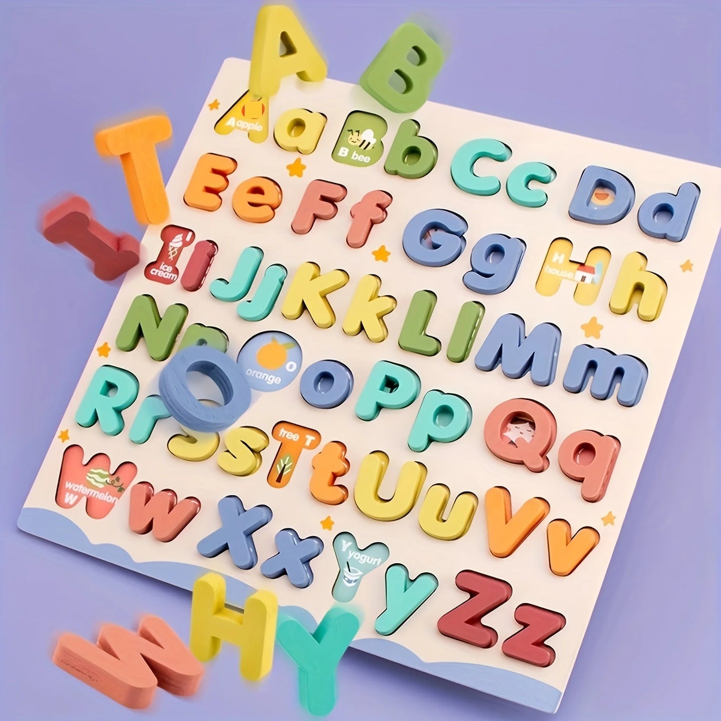 Wooden Letter Puzzle Board 52 Uppercase And Lowercase Letters For Preschool
