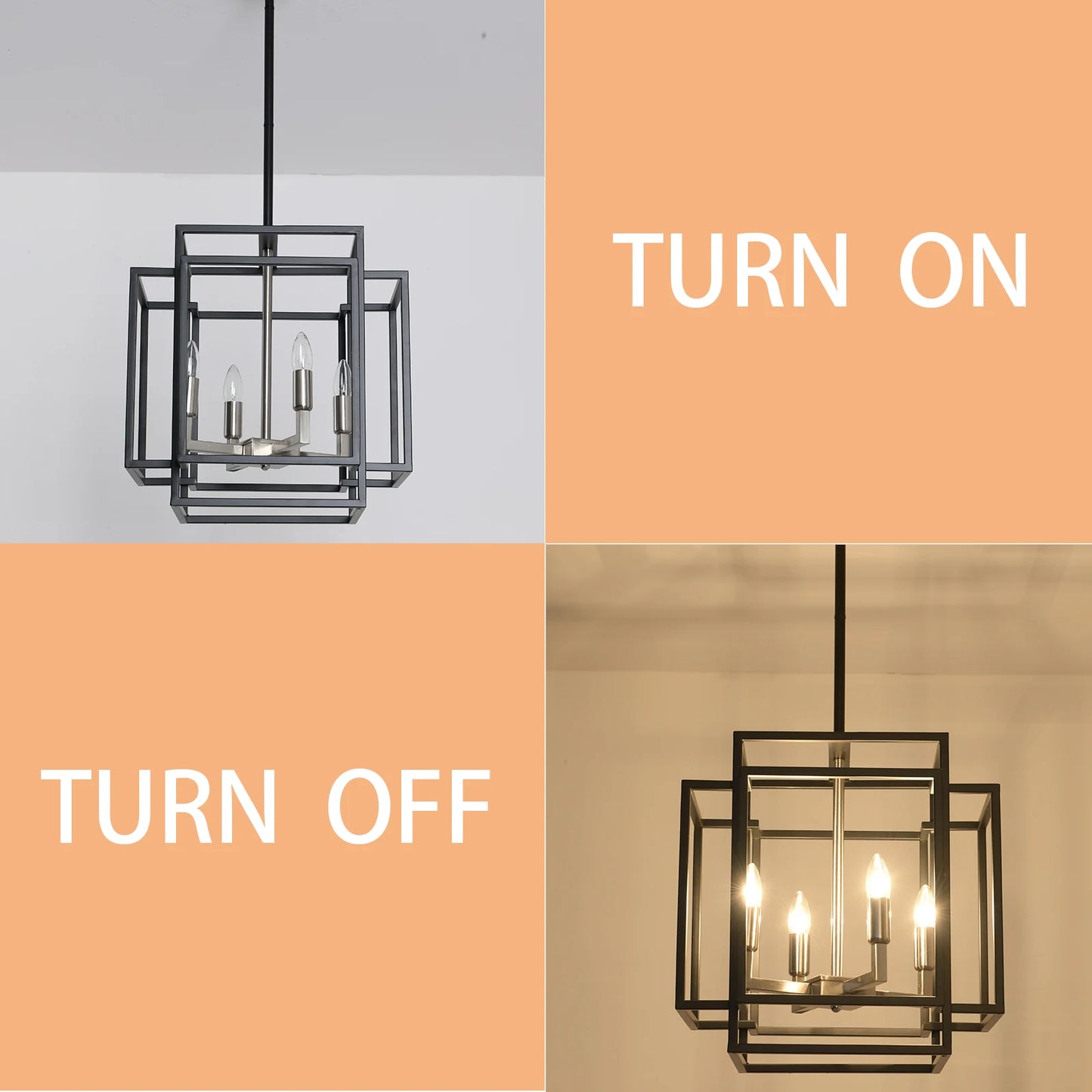4 Light Pendant Lights Lantern American Style Industrial Farmhouse Chandelier