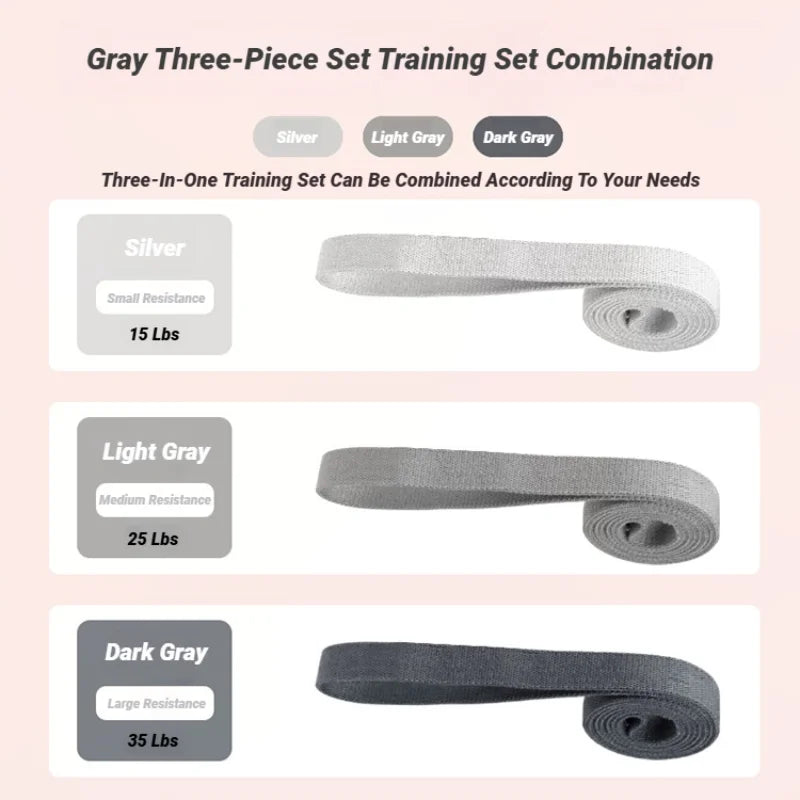 Three Piece Long Resistance Loop Band Set Unisex Fitness For Legs And Glutes