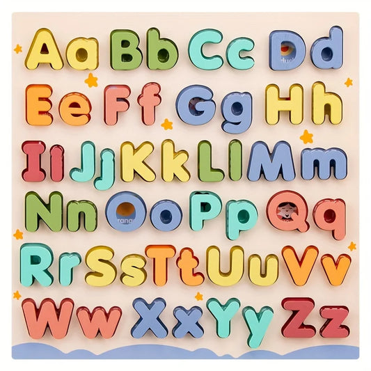 Wooden Letter Puzzle Board 52 Uppercase And Lowercase Letters For Preschool