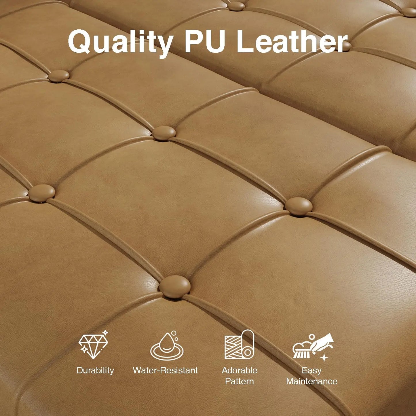 Vabches Square Ottoman Storage Bench Lift Top Faux Leather Footrest