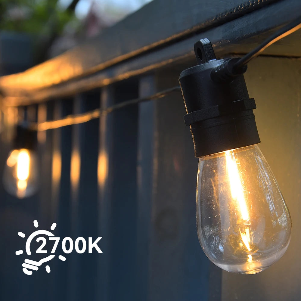 S14 String Lights 200ft 60 LEDs Festoon Garland Outdoor Garden Wedding Decor