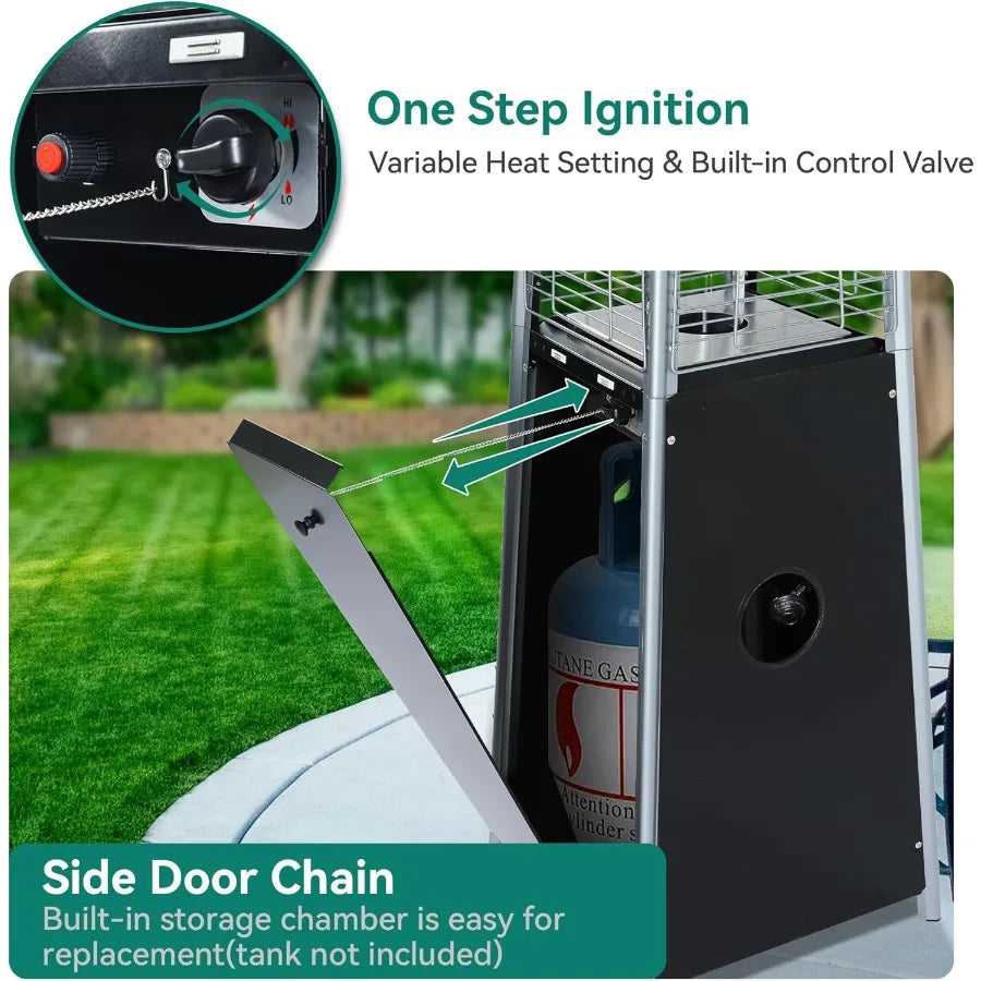 48000 Btu Outdoor Pyramid Patio Heater With Quartz Glass Tube Propane Heating