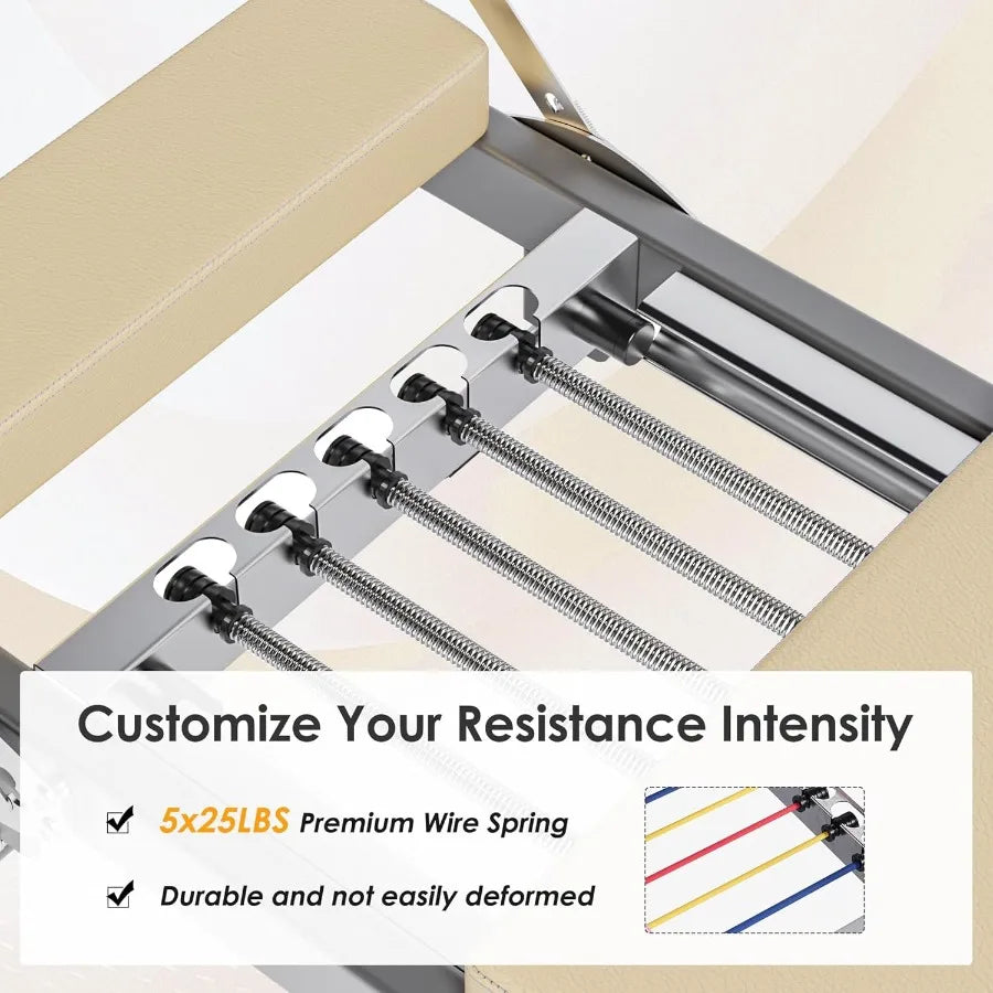 Foldable Pilates Reformer Machine with Springs Resistance for FullBody Home Workout Adjustable Fitness Equipment Suitable for A