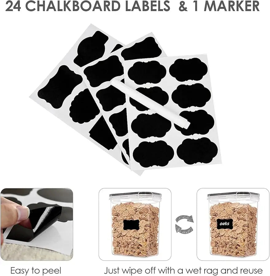 24 Piece Airtight Food Storage Containers With Lids For Pantry Cereal Dry Food