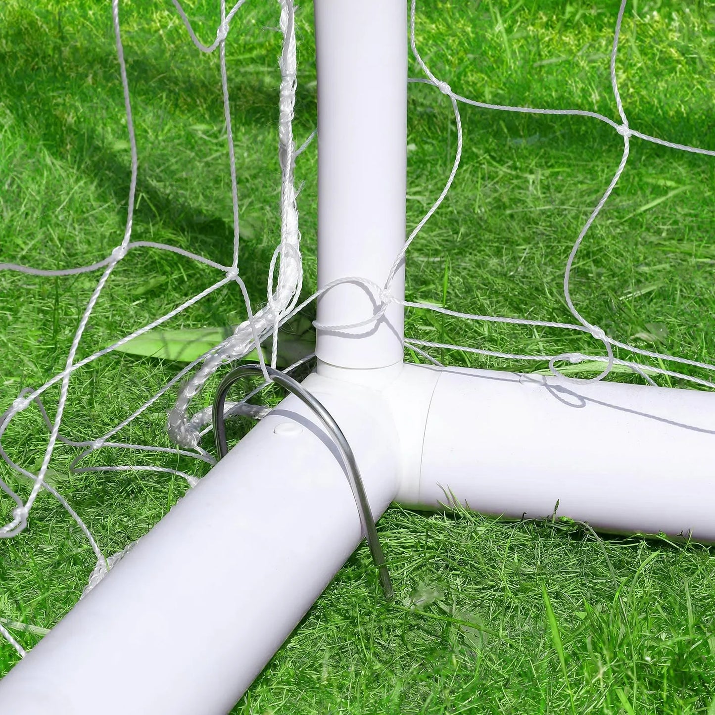 Portable 8x6ft Soccer Goal Set With Ground Stakes Net Included For Backyard Use