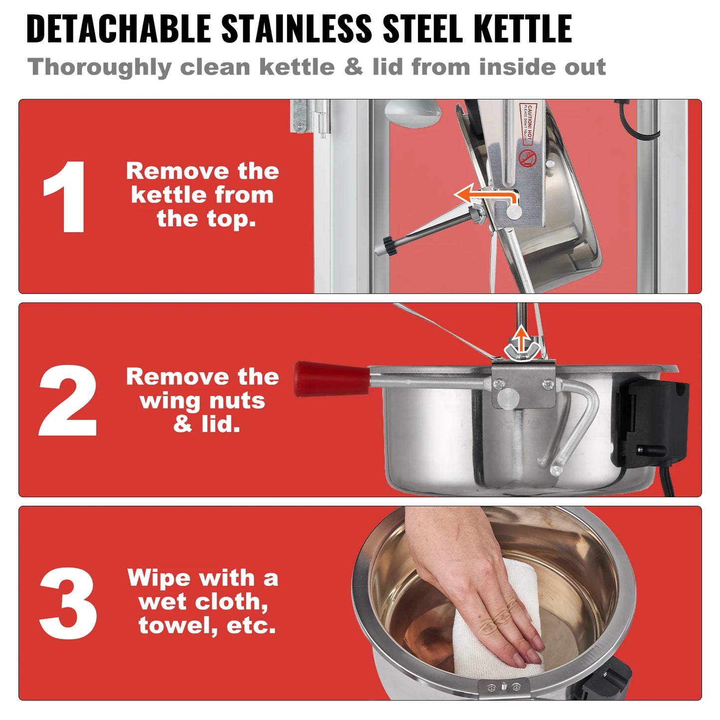 SucceBuy 8/12Oz Electric Popcorn Maker Commercial Popper Machine  Automatic Corn Cookware with Scoop Spoon 304 Heating Tube