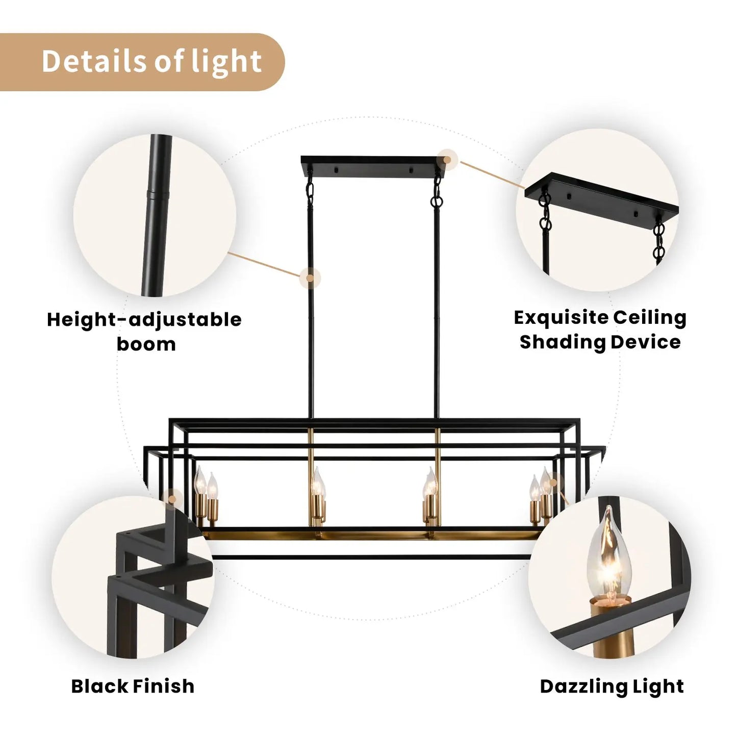 Retro Industrial Chandelier for Dining Room Kitchen Island Bar Light Pendant