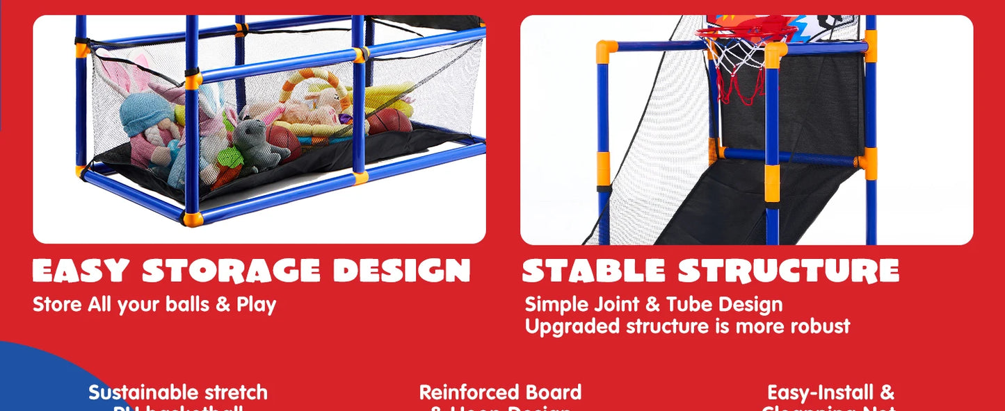 Joyfy Arcade Basketball Game Set With 4 Balls And Hoop For Indoor Outdoor Play