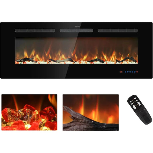 45 Inch Electric Fireplace Inserts For Recessed Or Wall Mounted Installation