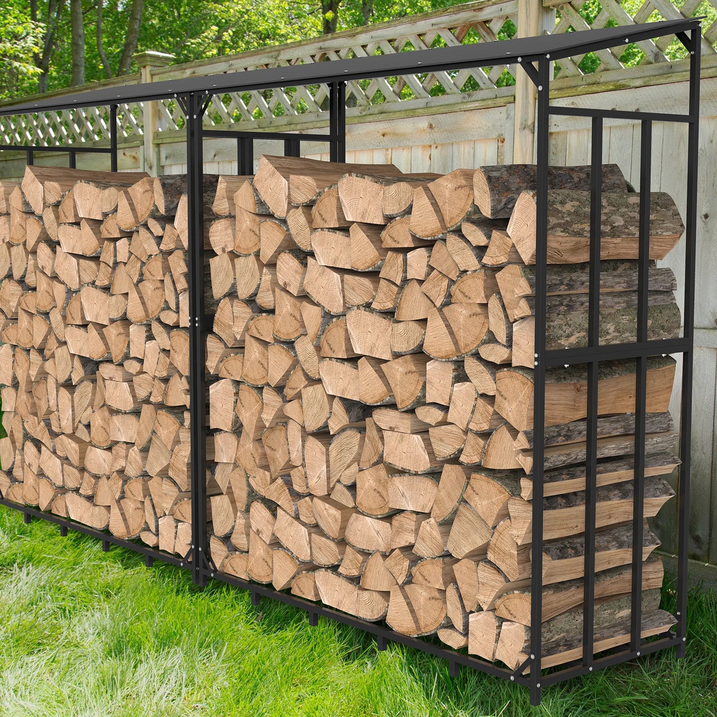 Extra Large Outdoor Firewood Rack With Waterproof Cover Heavy Duty Square Stand