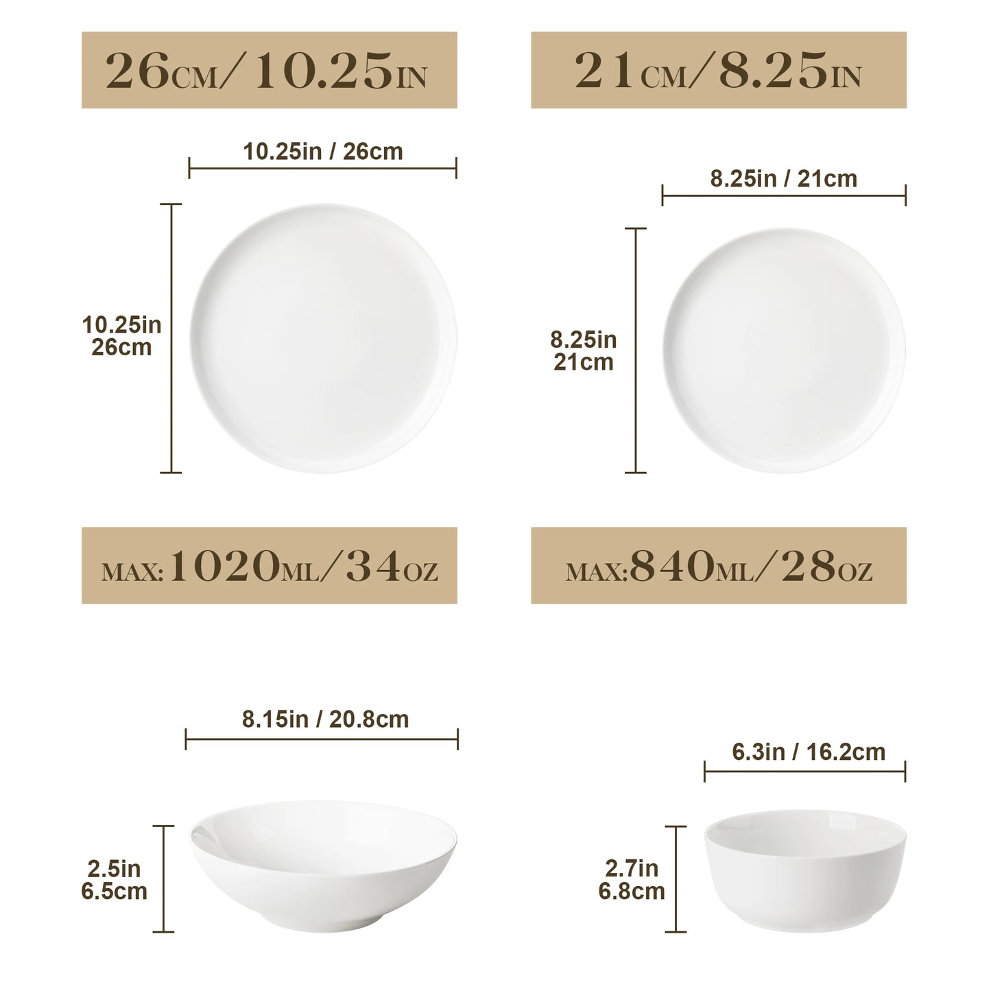 Malacasa 12 16 18 24 Piece Porcelain Dinnerware Set With Plates And Bowls