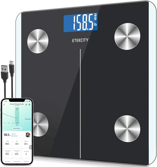 Digital Bathroom Scale With BMI And Muscle Mass Tracking App Sync Up To 400lb