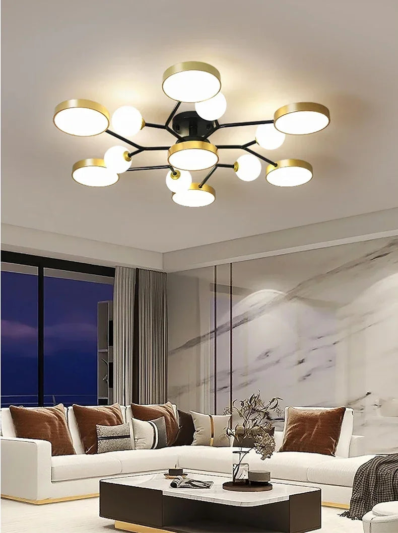 Nordic Glass Ball LED Ceiling Light Chandelier For Living Room Home Decoration