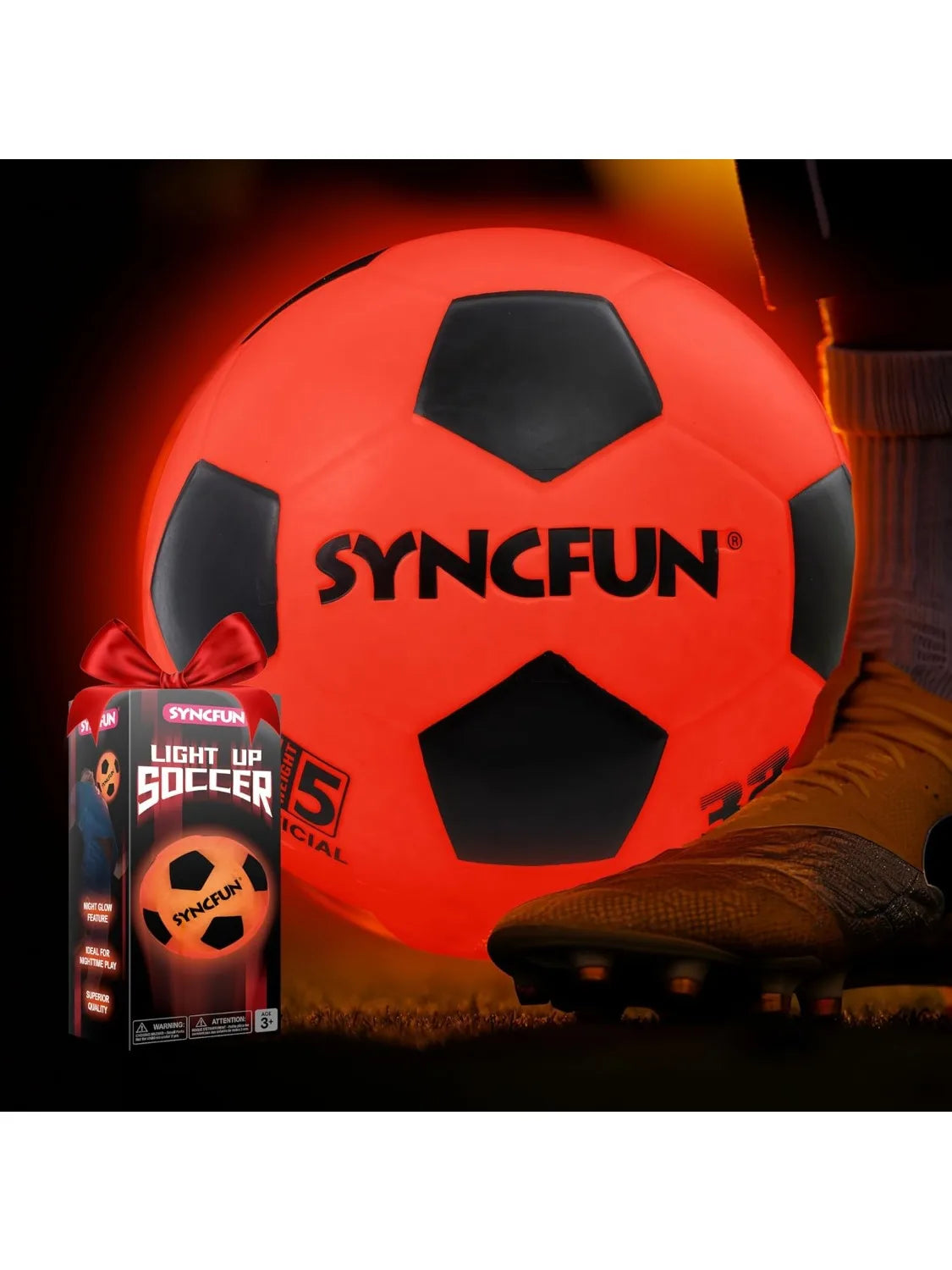 Joyfy Glow In The Dark Soccer Ball Light Up Night Play For Teen Boys Gifts