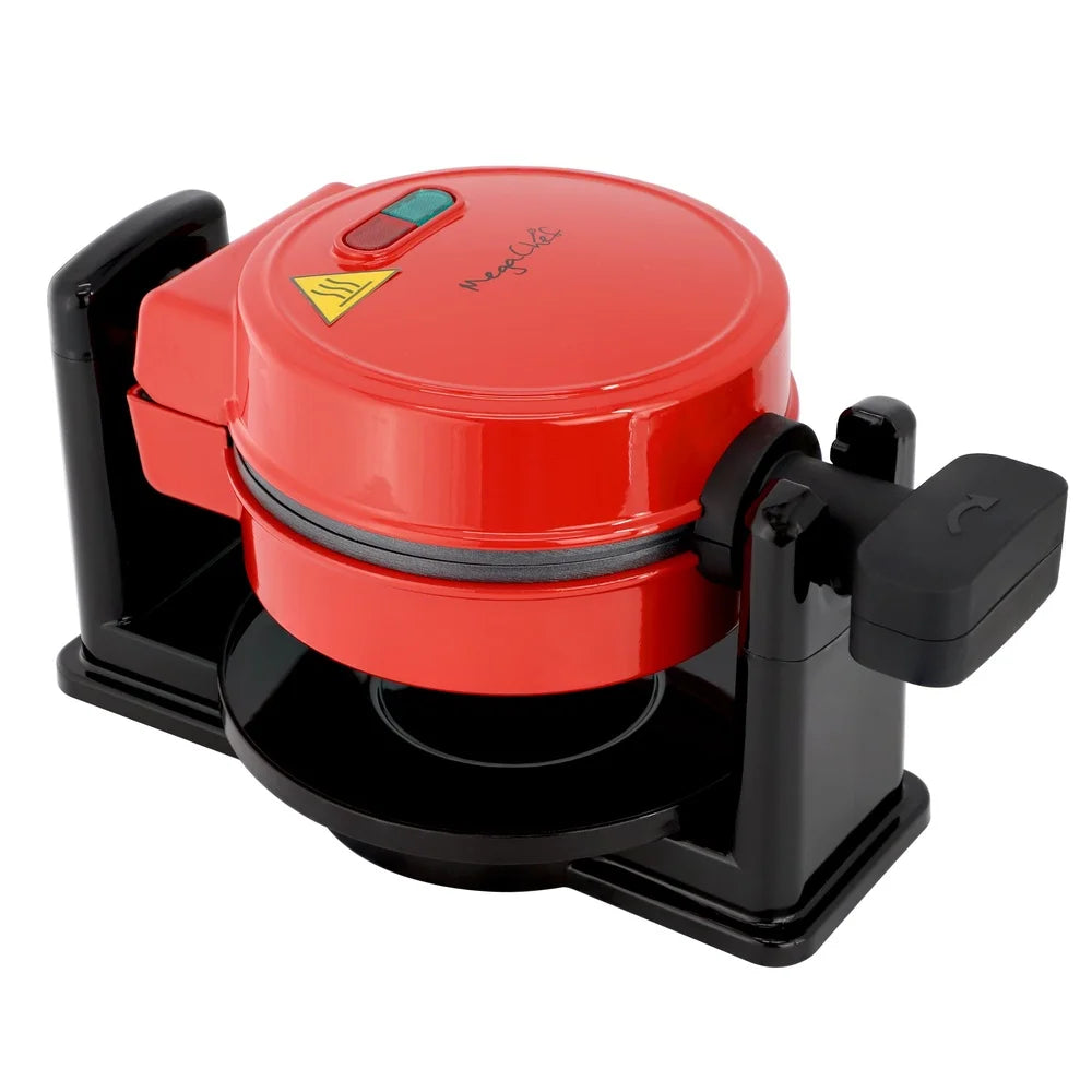 Compact Non Stick Electric Waffle Maker With 5 Inch Round Surface Easy Clean