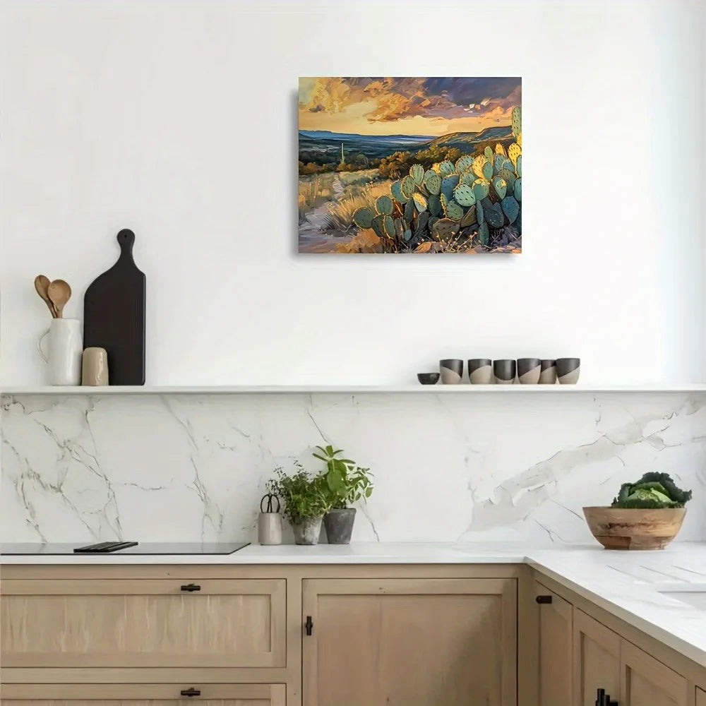 Desert Southwest Sunset Wall Art With 1.5 Inch Pine Wood Frame New Mexico